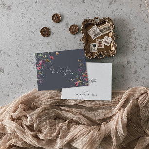 Tarjeta De Agradecimiento Boda plano floral azul silvestre clásico