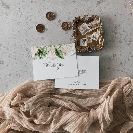 Tarjeta De Agradecimiento Boda plano floral dorado de follaje tropical