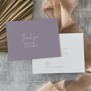 Tarjeta De Agradecimiento Boda plano morado de lavanda de Moda moderna
