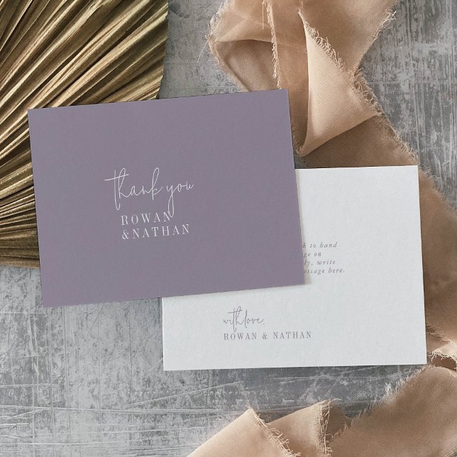 Tarjeta De Agradecimiento Boda plano morado de lavanda de Moda moderna (Subido por el creador)