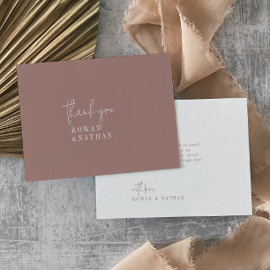 Tarjeta De Agradecimiento Boda plano rosado de canela de Moda moderna