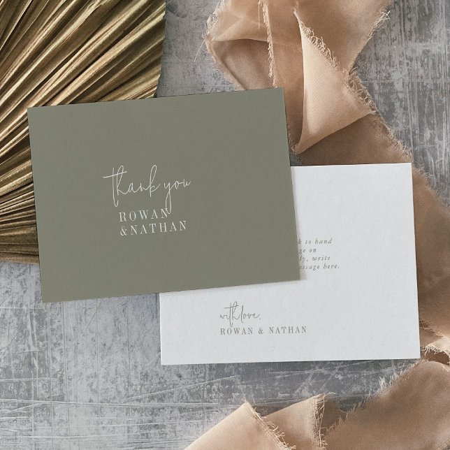 Tarjeta De Agradecimiento Boda plano verde de Moda moderna (Subido por el creador)