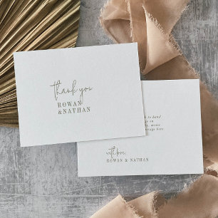 Tarjeta De Agradecimiento Boda plano verde y blanco de Moda moderna