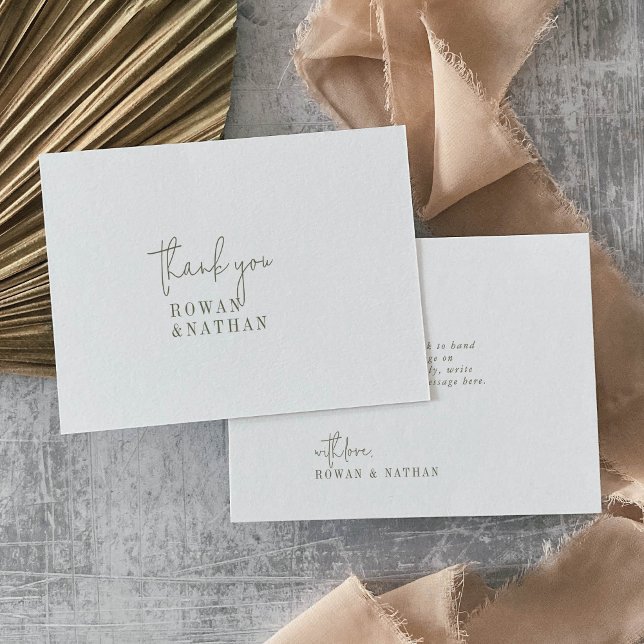 Tarjeta De Agradecimiento Boda plano verde y blanco de Moda moderna (Subido por el creador)