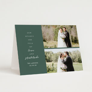 Tarjeta De Agradecimiento Boda plegado de dos fotos verdes gracias