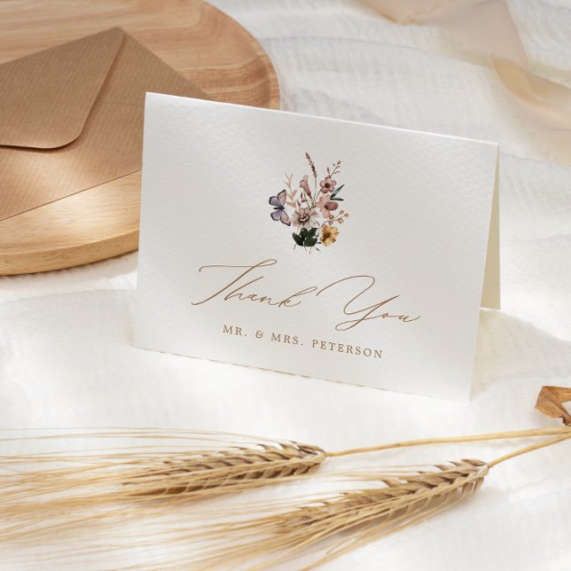 Tarjeta De Agradecimiento Boda plegado de flores silvestres de otoño (Subido por el creador)