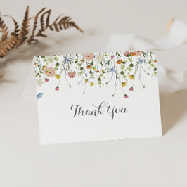 Tarjeta De Agradecimiento Boda plegado de flores silvestres y denuestas colo