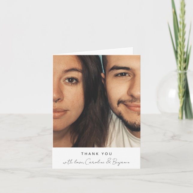 Tarjeta De Agradecimiento Boda plegado de foto de mensaje Personalizado de s (Anverso)