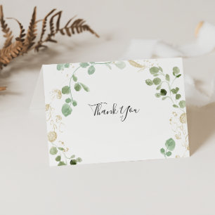 Tarjeta De Agradecimiento Boda plegado de la mezcla de oro de confetti eucal