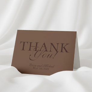 Tarjeta De Agradecimiento Boda plegado Mousse Brown moderno Gracias