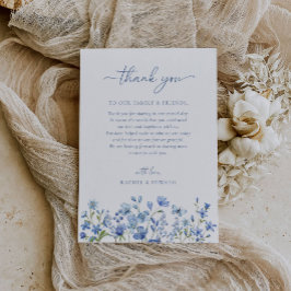 Tarjeta De Agradecimiento Boda Polvo Azul Elegante Flor Silvestre