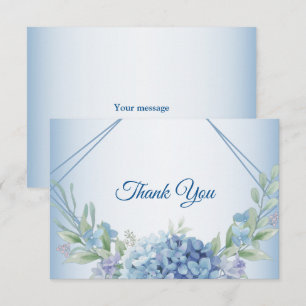Tarjeta De Agradecimiento Boda Polvorienta Vintage Floral Herbal Azul