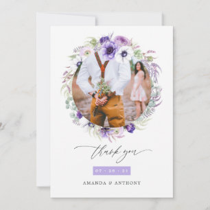Tarjeta De Agradecimiento Boda polvorienta violeta pastel foto floral