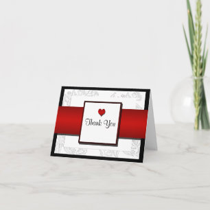 Tarjeta De Agradecimiento Boda Posh de Black White Red Bohemira