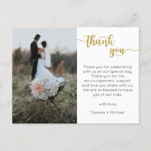 Tarjeta de agradecimiento boda, postal moderna de 