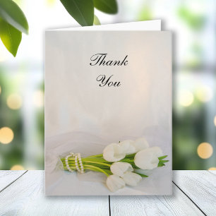 Tarjeta De Agradecimiento Boda Primaria de Tulipanes Blancos Gracias
