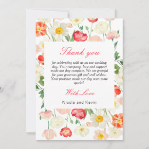 Tarjeta De Agradecimiento Boda Primaria Tulips y Daffodils