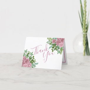 Tarjeta De Agradecimiento Boda Primavera Jardín de Rosas Rosadas