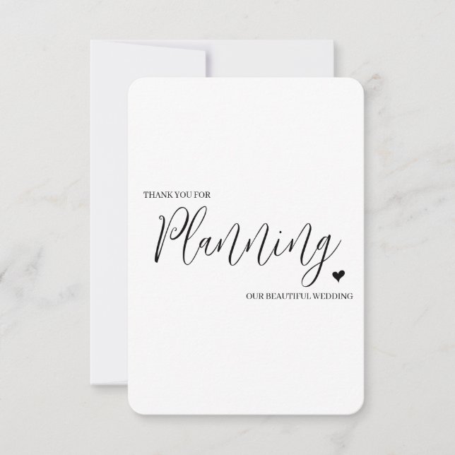 Tarjeta De Agradecimiento Boda Proveedor Gracias Cartas - Planificador (Anverso)