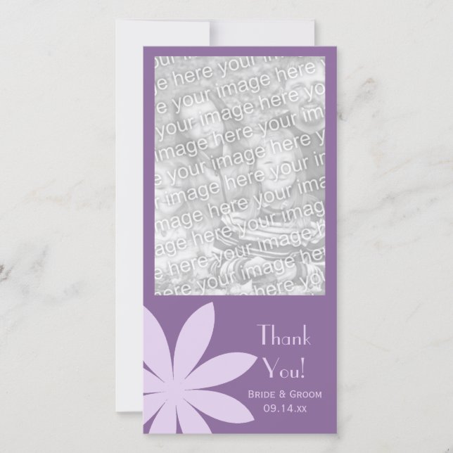 Tarjeta De Agradecimiento Boda Purple Daisy Flower Gracias (Anverso)