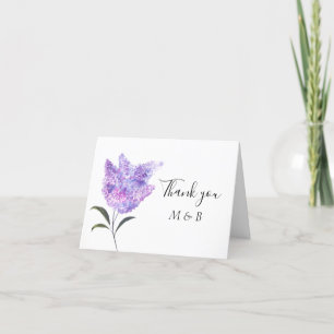 Tarjeta De Agradecimiento Boda Purple Lilac Floral Verano Gracias