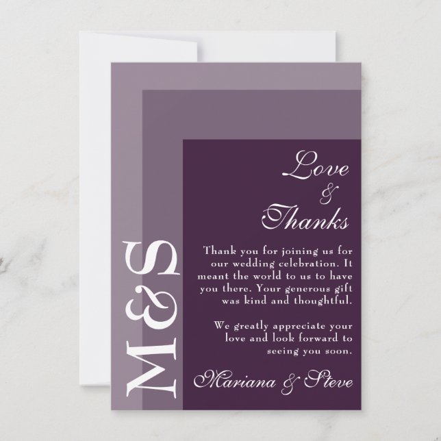 Tarjeta De Agradecimiento Boda Purple Simple Moderno Script Moda Gracias (Anverso)