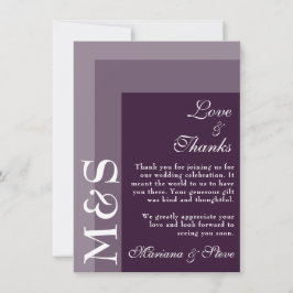 Tarjeta De Agradecimiento Boda Purple Simple Moderno Script Moda Gracias