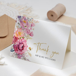 Tarjeta De Agradecimiento Boda Purple Wildflowers