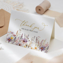 Tarjeta De Agradecimiento Boda Purple Wildflowers