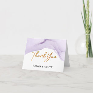 Tarjeta De Agradecimiento Boda púrpura acuarela moderna