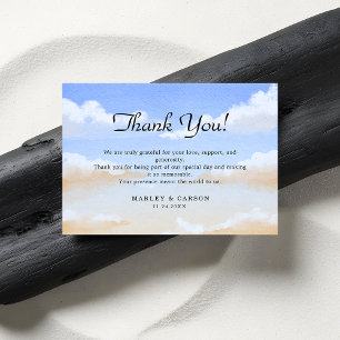 Tarjeta De Agradecimiento Boda radiante en la playa del cielo azul en verano