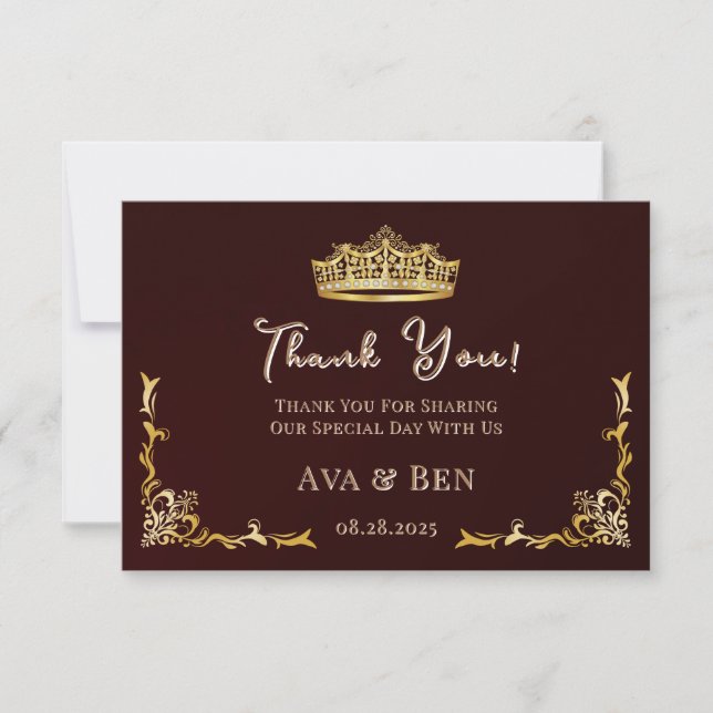 Tarjeta De Agradecimiento Boda real Boda de oro de Borgoña (Anverso)
