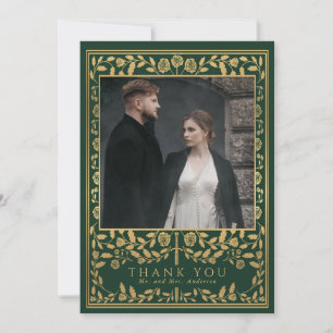 Tarjeta De Agradecimiento Boda Real de Espada Medieval Verde