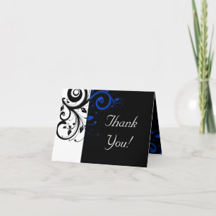 Tarjeta De Agradecimiento Boda Remolino Negra/Blanca/Cobalto Azul Bold