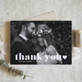 Tarjeta De Agradecimiento Boda Retro Bold Typography Overlay