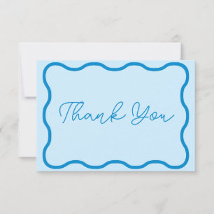 Tarjeta De Agradecimiento Boda retro con onda azul