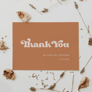 Tarjeta De Agradecimiento Boda retro de azúcar marrón elegante