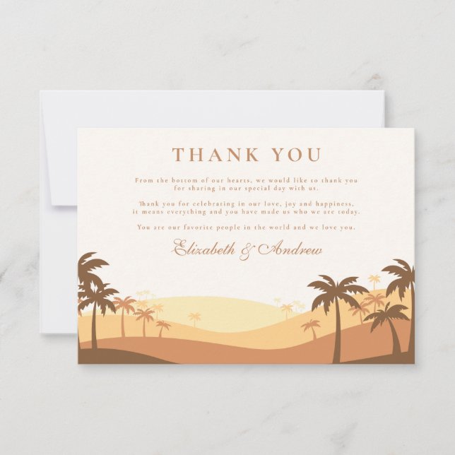 Tarjeta De Agradecimiento Boda Retro Desert Sunset (Anverso)