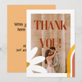Tarjeta De Agradecimiento Boda Retro Groovy Foto Flower Power
