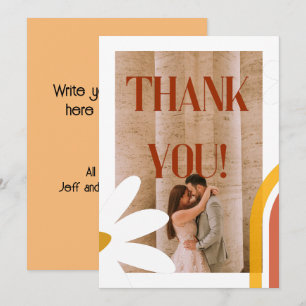 Tarjeta De Agradecimiento Boda Retro Groovy Foto Flower Power