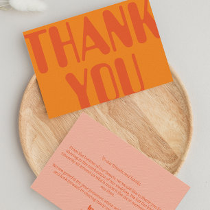 Tarjeta De Agradecimiento Boda Retro Groovy Naranja Atrevido de los 70