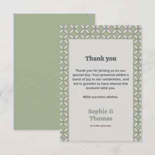 Tarjeta De Agradecimiento Boda Retro Mod de mediados de siglo Oliva Verde