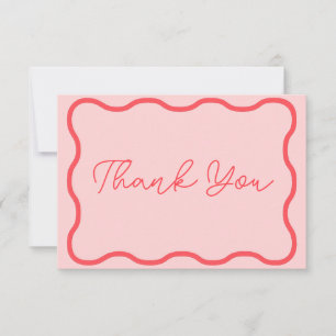 Tarjeta De Agradecimiento Boda retro ondulado rosa