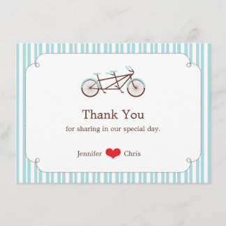 Tarjeta De Agradecimiento Boda retro-tándem con tiras azules y blancas