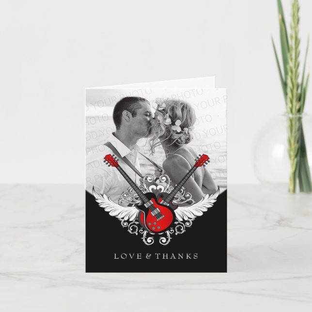 Tarjeta De Agradecimiento Boda Rock and Roll Gracias (Anverso)