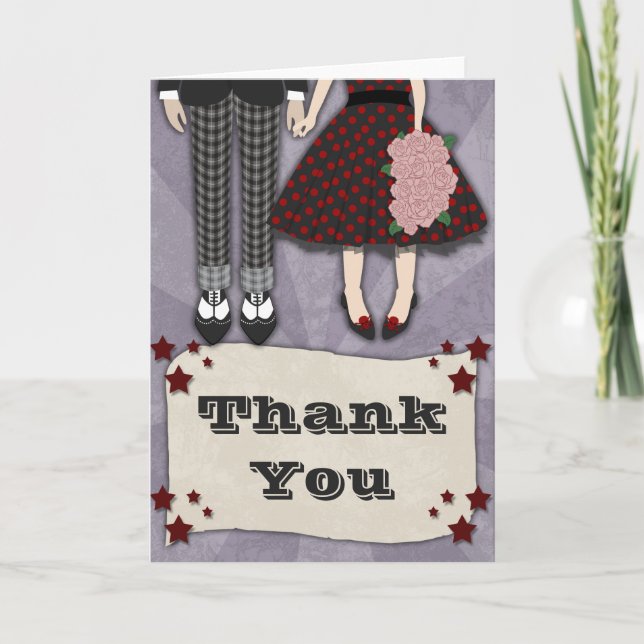 Tarjeta De Agradecimiento Boda Rockabilly, gracias (Anverso)