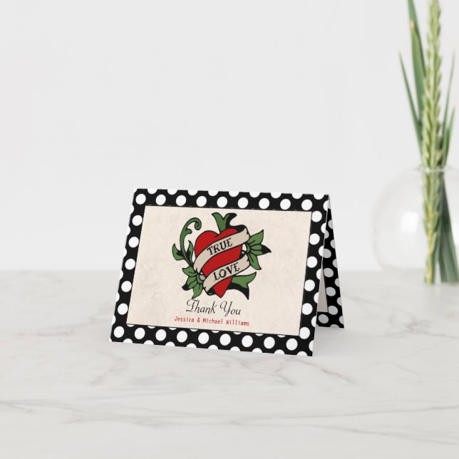 Tarjeta De Agradecimiento Boda Rockabilly Gracias (Anverso)