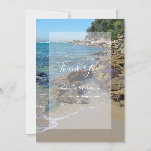 Tarjeta De Agradecimiento Boda Rocky Beach (Reverso)