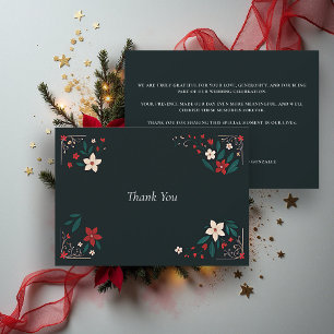 Tarjeta De Agradecimiento Boda Roja de Navidad Mexicana Rústica Elegante