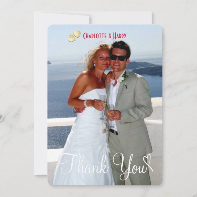 Tarjeta De Agradecimiento Boda rojo de encaje blanco foto gracias (Anverso)